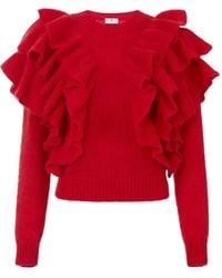 Elisabetta Franchi - Knit Pullover With Ruffles - Lyst
