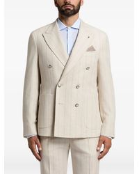 Peserico - Double-Breasted Striped Blazer - Lyst