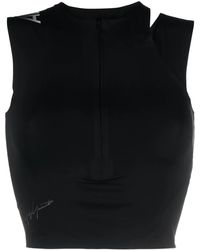 Y-3 - Logo-Print Cropped Tank Top - Lyst