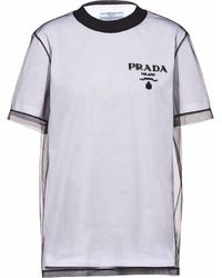 Dames Kleding voor voor Tops voor T-shirts Prada Synthetisch Bowlingshirt Met Grafische Print in het Zwart 