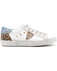 Philippe Model - Paris Low Sneakers - Denim, Animalier, And Silver - Lyst