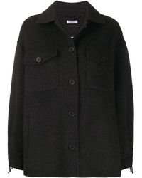 P.A.R.O.S.H. Fringed Felt Single-breasted Coat - Grey
