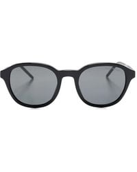 Emporio Armani - Sonnenbrille Mit Logo-Schild - Lyst