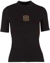Balmain - T-Shirt mit Logo-Stickerei - Lyst