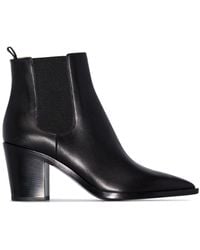 Gianvito Rossi - Black 70 Pointed Leather Ankle Boots - Lyst