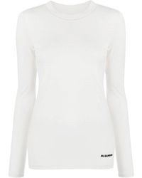 Jil Sander - Langarmshirt Mit Logo-Print - Lyst