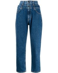 Sandro - Kitty High - Rise Layer - Effect Jeans In Blue - Lyst