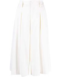 P.A.R.O.S.H. - Pleat-detail Wide-leg Cropped Trousers - Lyst