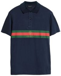 Gucci - Web-Stripe Logo-Print Polo Shirt - Lyst