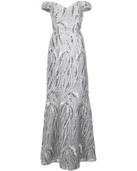 Aidan Mattox Off-shoulder Jurk - Grijs