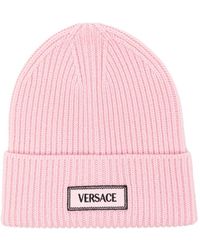 Versace - Logo-patch Ribbed Beanie - Lyst