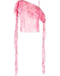 Blumarine - ラッフル シルクブラウス - Lyst