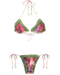 Amir Slama - Crochet-Detail Tie-Dye Triangle Bikini - Lyst