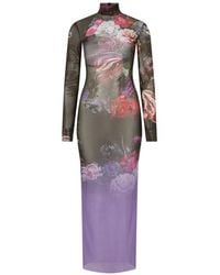 Roberto Cavalli - Floral-Print High-Neck Maxi Dress - Lyst