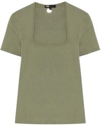 Maje - Square Neck Ribbed T-Shirt - Lyst