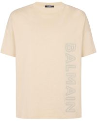 Balmain - Katoenen T-shirt Met Logo-reliëf - Lyst