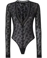 Pinko - Floral-Lace V-Neck Bodysuit - Lyst