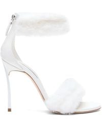 Casadei - Blade Diva Minorca Faux-Fur Sandals - Lyst