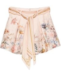 Zimmermann - Short Ceinturé À Fleurs - Lyst