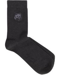 Maison Kitsuné - Fox-Patch Ribbed-Trim Socks - Lyst