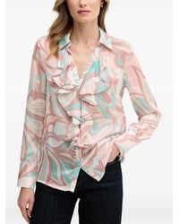 GAUDI - Ruffled Patterned Shirt - Lyst