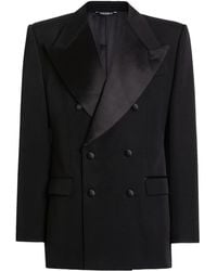 Dolce & Gabbana - Doppelreihige Jacke Mit Satinrevers - Lyst