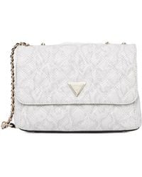 Guess - Bolso De Hombro Acolchado Con Efecto De Piel De Serpiente - Lyst