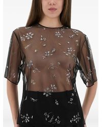 Rabanne - Crystal-Embellished Sheer Top - Lyst