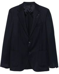 Lardini - Flannel Notched Lapel Brooch Blazer - Lyst