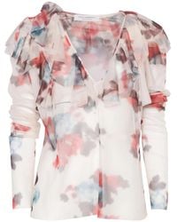Philosophy Di Lorenzo Serafini - Ruffled-Neckline Floral-Print Blouse - Lyst
