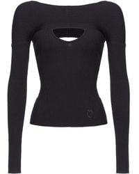 Pinko - Cut-Out Ribbed-Knit Sweater - Lyst
