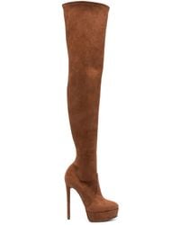 Casadei - Flora 140Mm Above-Knee Platform Boots - Lyst