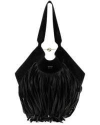 KHAITE - Lotus Suede Shoulder Bag With Fringes - Lyst
