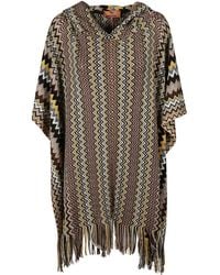 Missoni - Poncho Frangé À Capuche - Lyst
