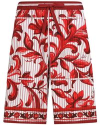 Dolce & Gabbana - Majolica-Print Striped Poplin Vanity Bermudas - Lyst