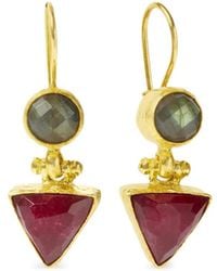 Ottoman Hands - Hydra Labradorite And Ruby Drop Earrings - Lyst