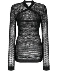Off-White c/o Virgil Abloh - Metallic-Threading Open-Knit Jumper - Lyst