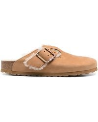 Birkenstock - Boston Bold Shearling Cognac, Natural Leather Shoes - Lyst