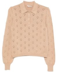 Twinset - Pointelle-Knit Buttoned Polo Shirt - Lyst