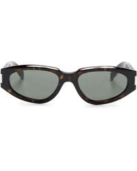 Saint Laurent - Tortoiseshell-Effect Oval-Frame Sunglasses - Lyst