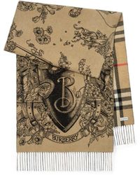 Burberry - Reversible Etched Knight Cashmere Scarf - Lyst