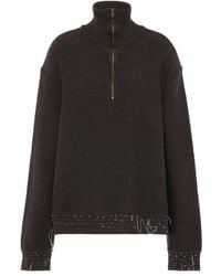 Maison Margiela - Half-Zip Frayed Detail Jumper - Lyst