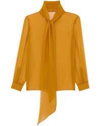 Saint Laurent - Pussy Bow-collar Silk Shirt - Lyst