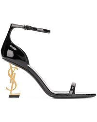 Saint Laurent Sandales En Cuir Verni Opyum - Noir