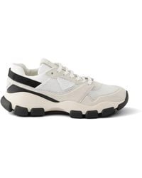 Prada - Mesh Fabric And Suede Sneakers - Lyst