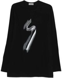 Yohji Yamamoto - Langarmshirt mit grafischem Print - Lyst