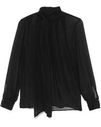 Elisabetta Franchi - Silk Shirt With Tie Detail - Lyst