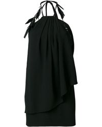 Saint Laurent フェザー パーティードレス - ブラック