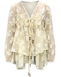 EPINGLER - Floral-Motif Ruffled Cardigan - Lyst