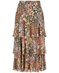 Valentino Garavani - Ruffled Floral-Print Skirt - Lyst